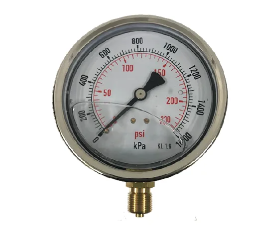 100mm Liquid Filled Pressure Gauge 3/8" BSPT Bottom Entry