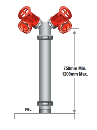 100mm Dual Hydrant Riser Roll Groove with Offset Tee  Gal