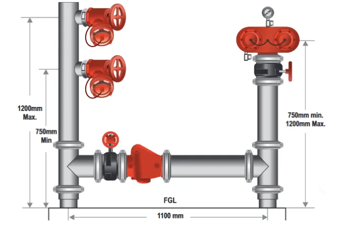 100mm Dual Booster & Feed Hydrant Roll Groove with Booster Valve  Gal