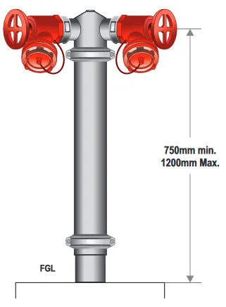 100mm Dual Hydrant Riser Roll Groove – Gal