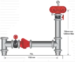 100mm Gal Dual Booster With Capped Feed Hydrant & Booster Valve Assembly  R/G