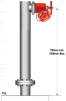 100mm Gal Single piece Single Hydrant Riser Flanged