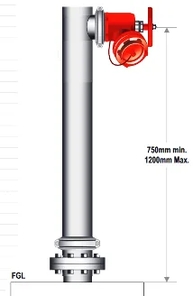 100mm SS 304 Single Hydrant Riser  Flanged