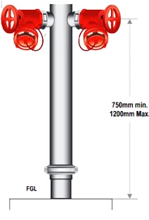 100mm SS-304 Single piece Dual Hydrant Riser Roll Groove