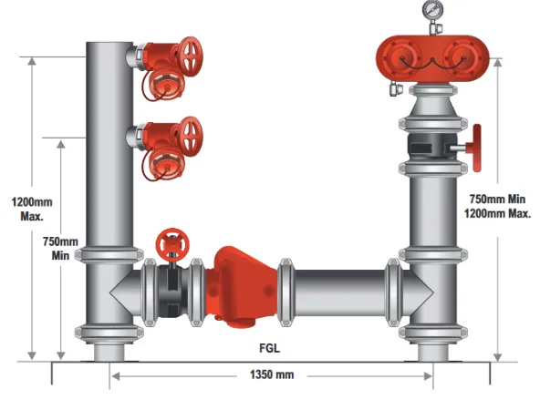 150mm Dual Booster & Feed Hydrant Roll Groove with Booster Valve  Gal