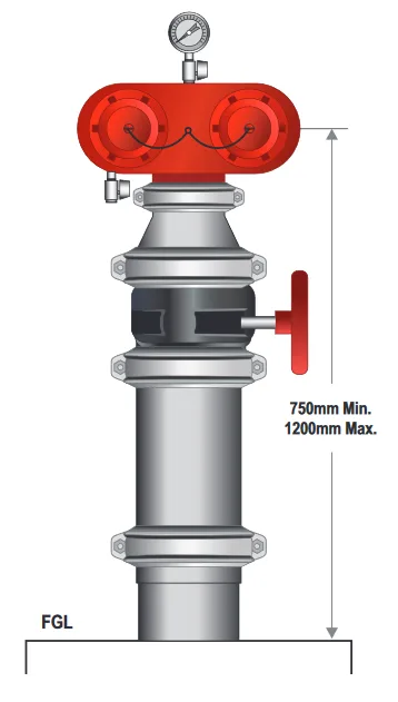 150mm Dual Booster Riser Roll Groove with Booster Valve  Gal