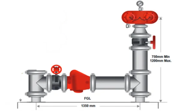 150mm Gal Dual Booster With Capped Feed Hydrant & Booster Valve Assembly  R/G