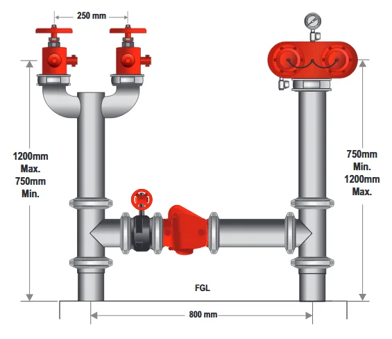 100mm Dual Booster & Feed Hydrant Roll Groove  BI