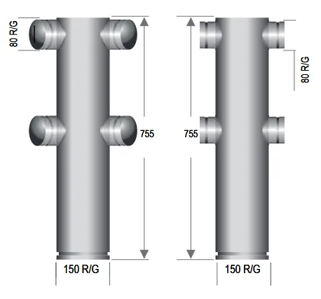 Quad Inline Riser  Gal & SS 150mm Roll Grooved