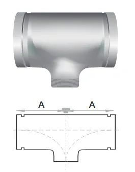 Tee 25 BSP Outlet Grooved  Gal