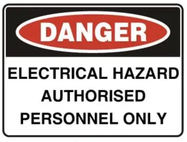 D 108 — DANGER - ELECTRICAL HAZARD AUTHORISED PERSONNEL ONLY