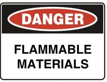D 121 — DANGER - FLAMMABLE MATERIALS