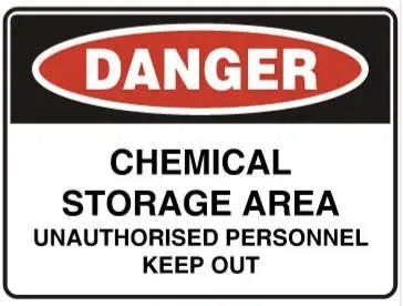 D 125 — DANGER - CHEMICAL STORAGE AREA UNAUTHORISED PERSONNEL KEEP OUT