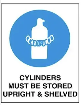 M 125 — MANDATORY - CYLINDERS MUST BE STORED UPRIGHT & SHELVED